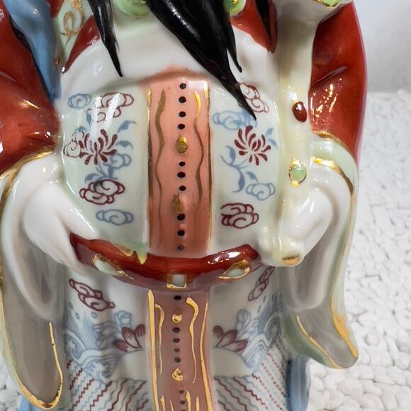 Chinese Famille Rose Porcelain Fu Lu Shou Figurine God of Prosperity Vintage 7" - Picture 15 of 16